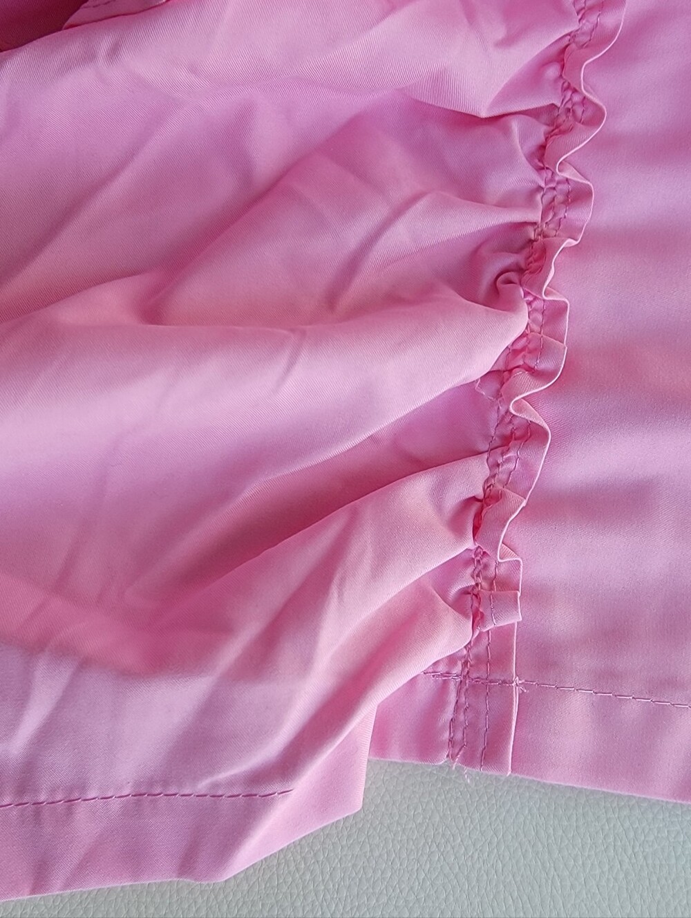 Pink Ruffled Window Curtain Panel-Handmade-New - Picture 9 of 9